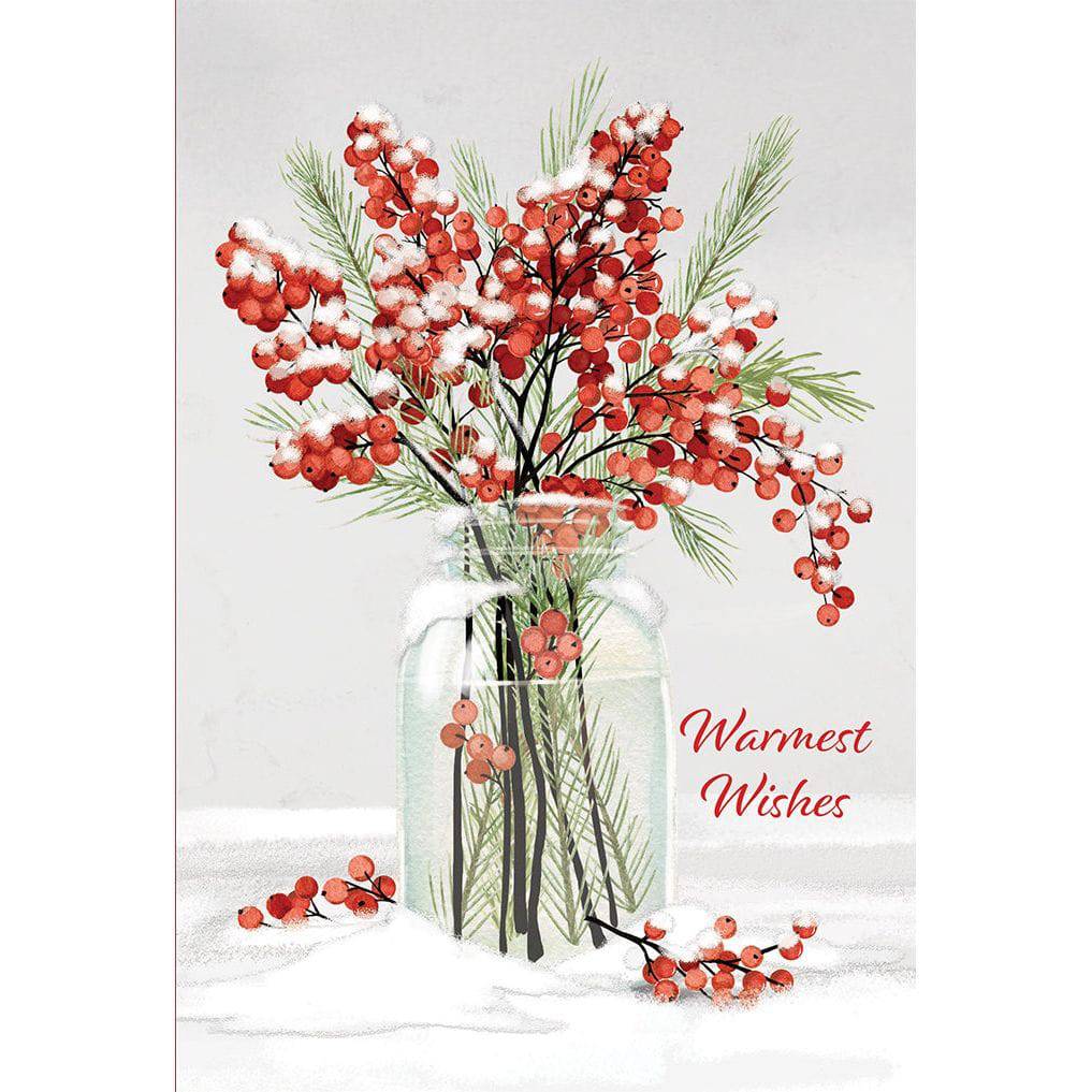 Pictura Holly in Mason Jar Christmas card featuring festive holly leaves and berries in a rustic mason jar design.